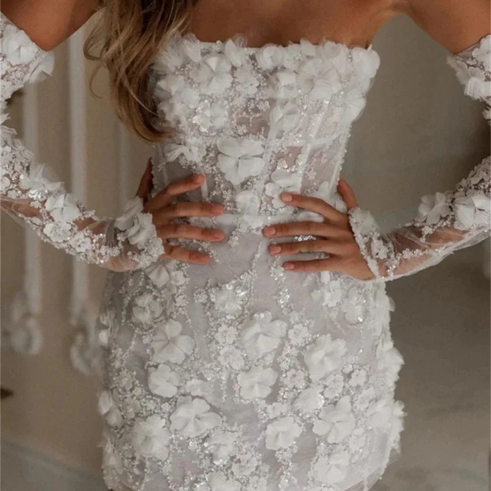 Luxury Crystal 3D Dress With Sleeve - Picture 6 of 7